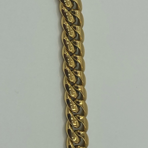 14k Yellow Gold Plated Stainless Steel Cuban Link Chain Necklace 10-12mm 18" 20" - Picture 4 of 4